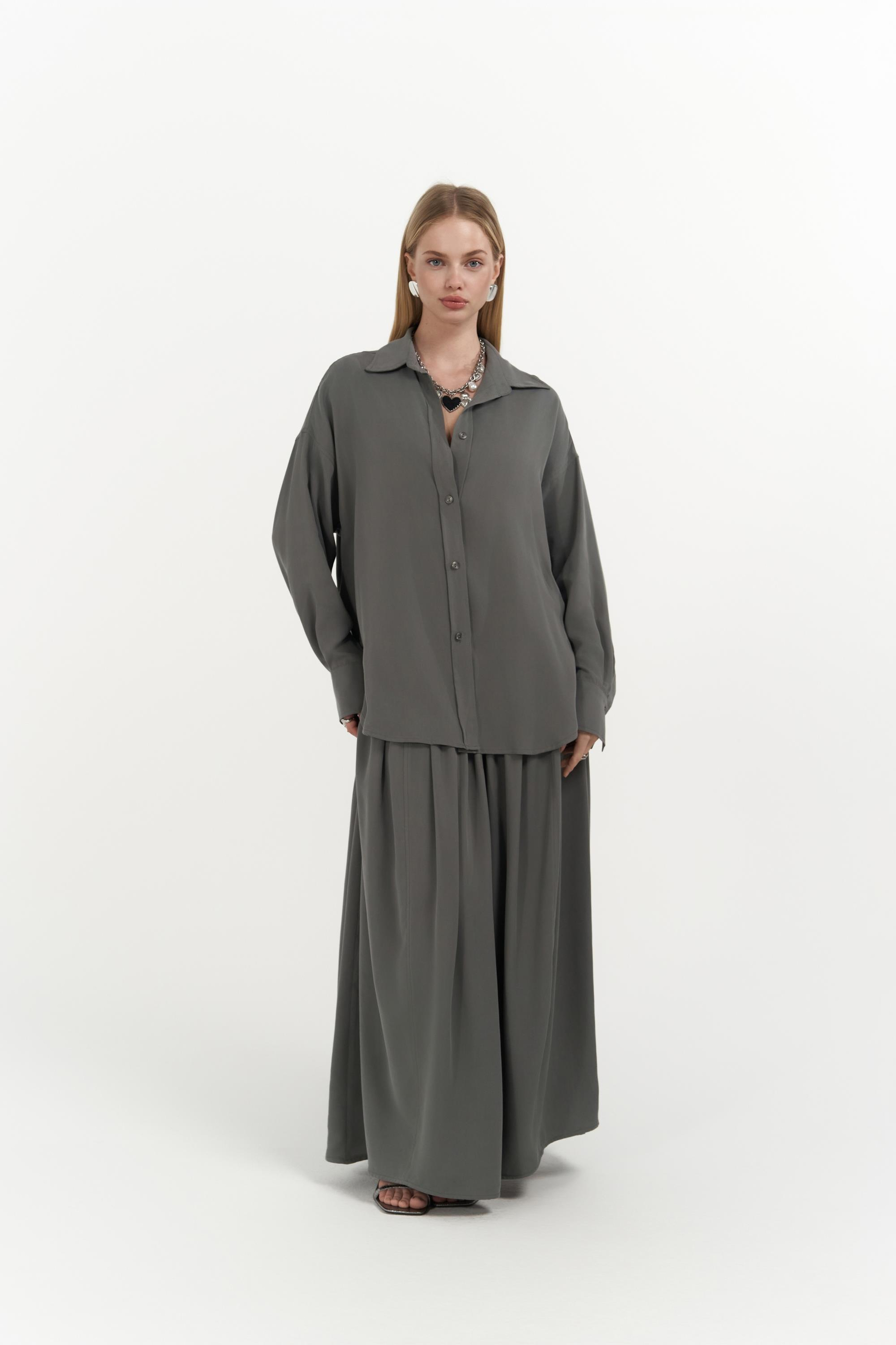 Ginevra Gri Gömlek Etek Takım