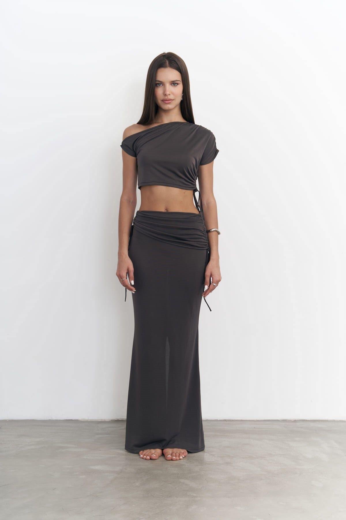 Ivan Anthracite Crop&Skirt Set