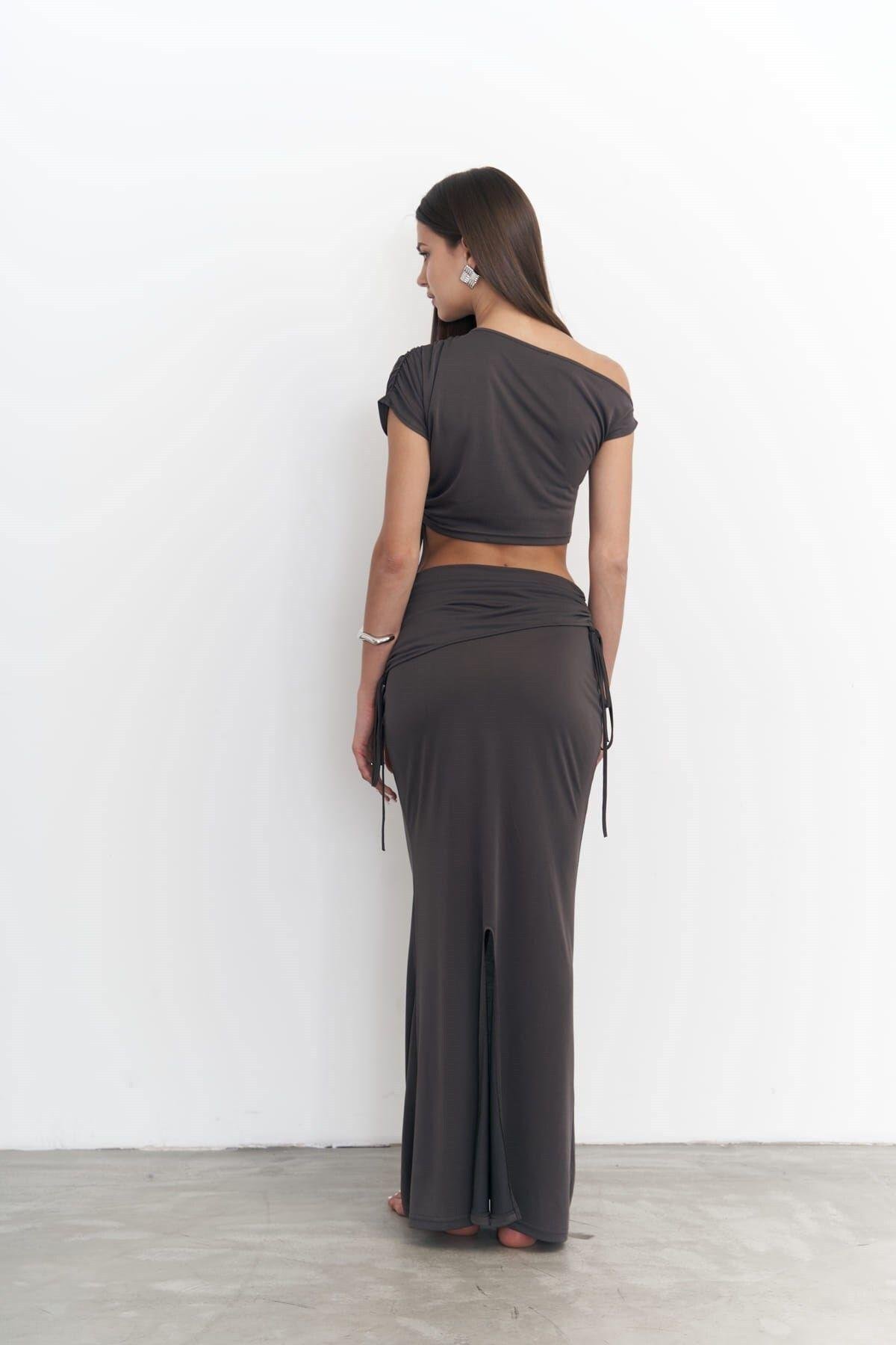 Ivan Anthracite Crop&Skirt Set