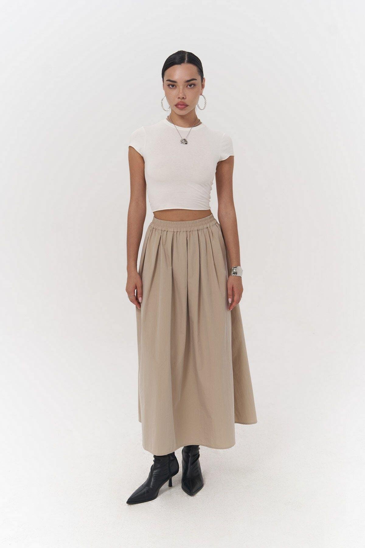 Ivory Beige Parachute Skirt
