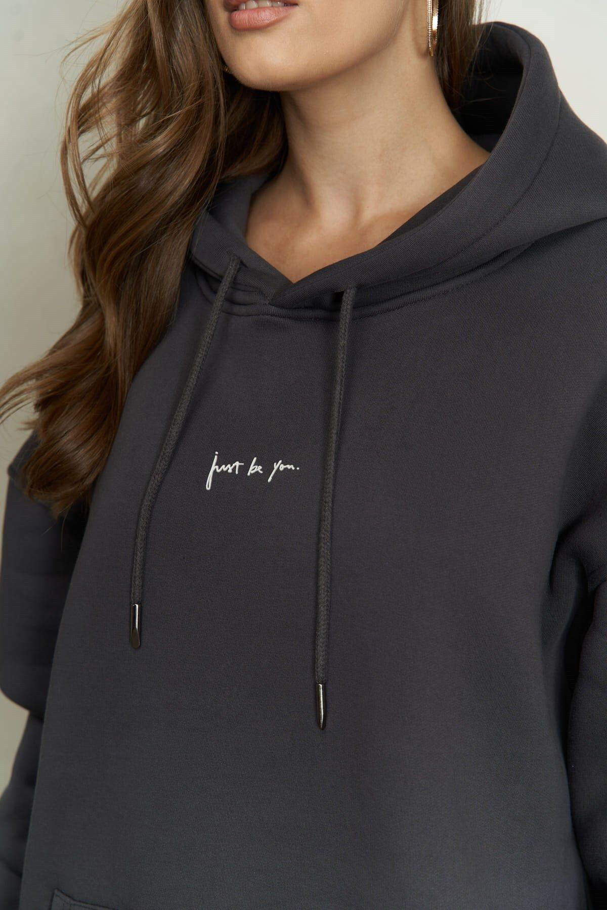 Just Be You Antrasit Hoodie Sweatshirt
