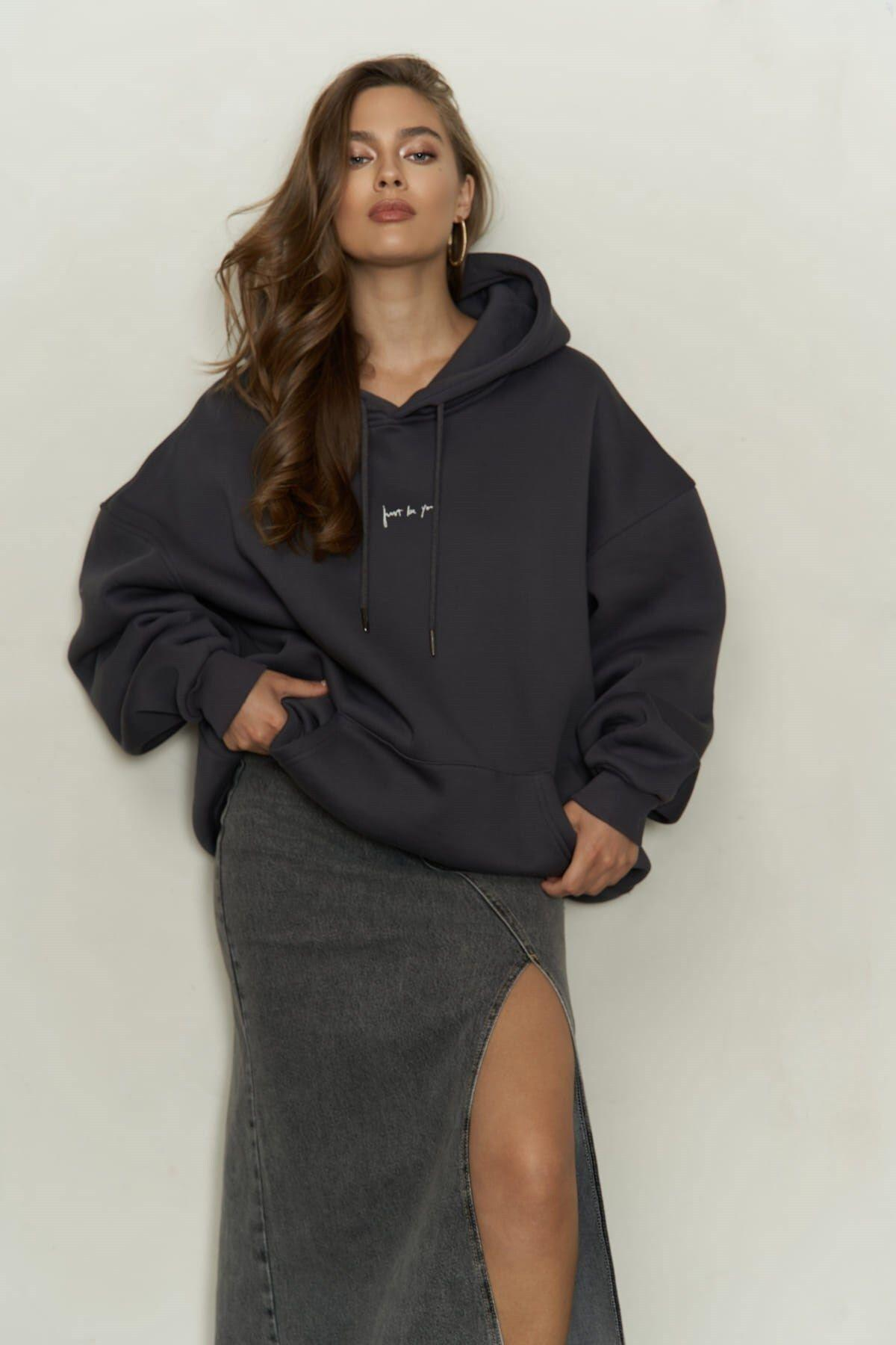 Just Be You Antrasit Hoodie Sweatshirt