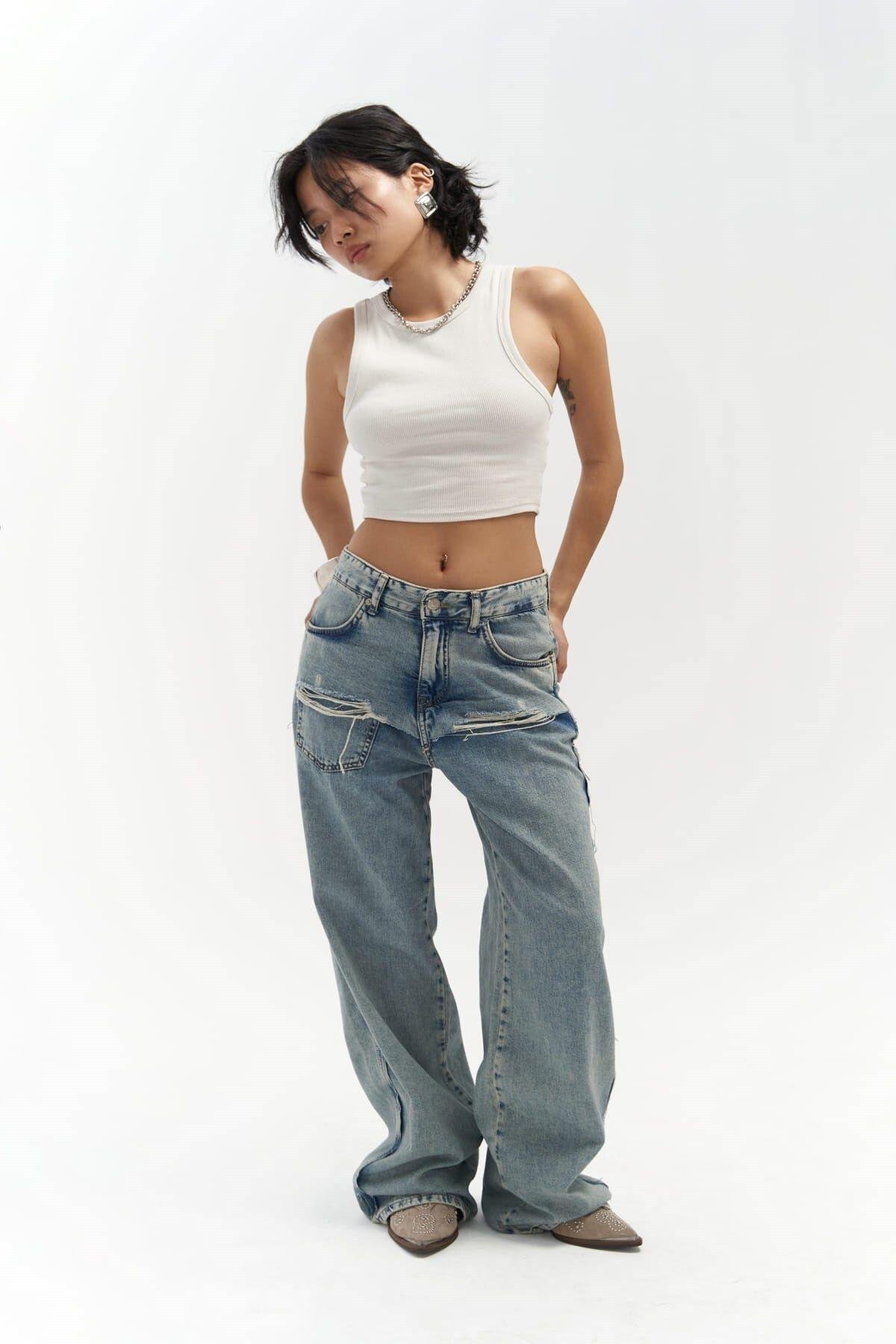 Kellen Ice Blue Jeans with Ripped Detail 