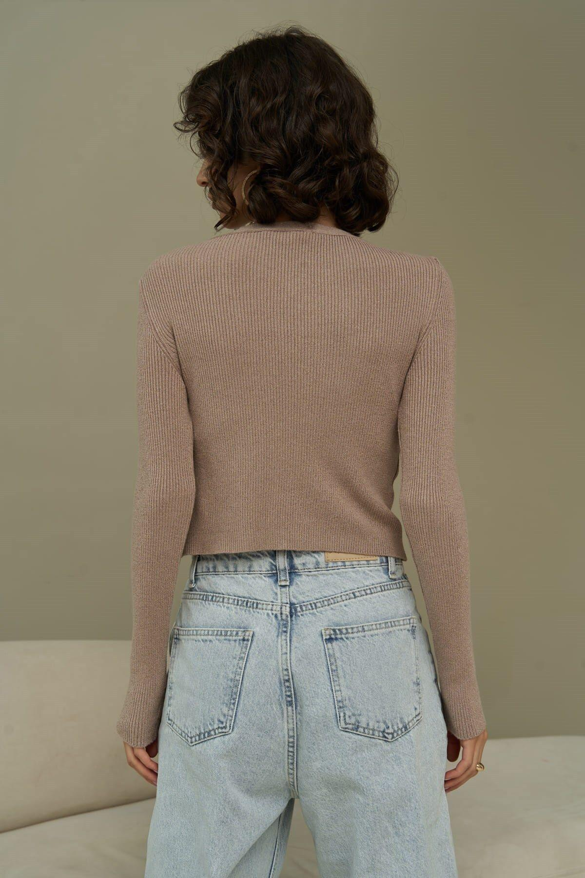 Kloe Light Brown Knit Crop