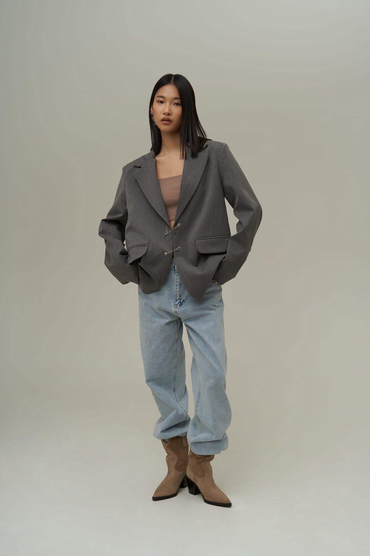 Mai Collection Lana Dark Gray Blazer