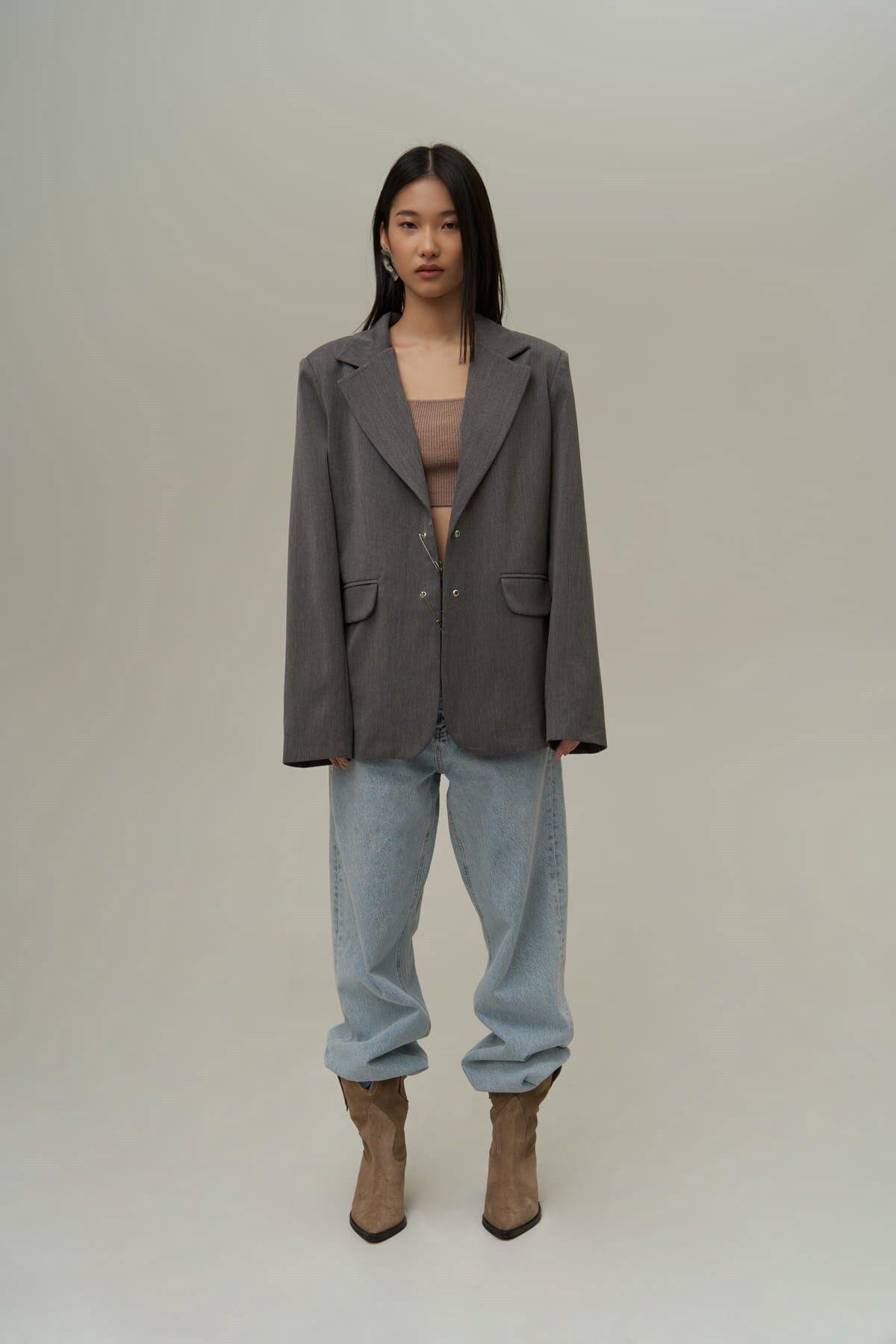 Mai Collection Lana Dark Gray Blazer