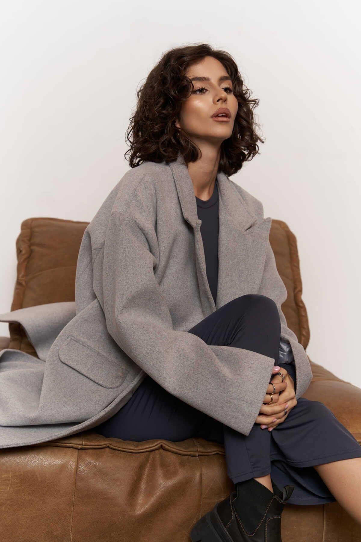 Mai Collection Lowen Dark Gray Oversize Coat