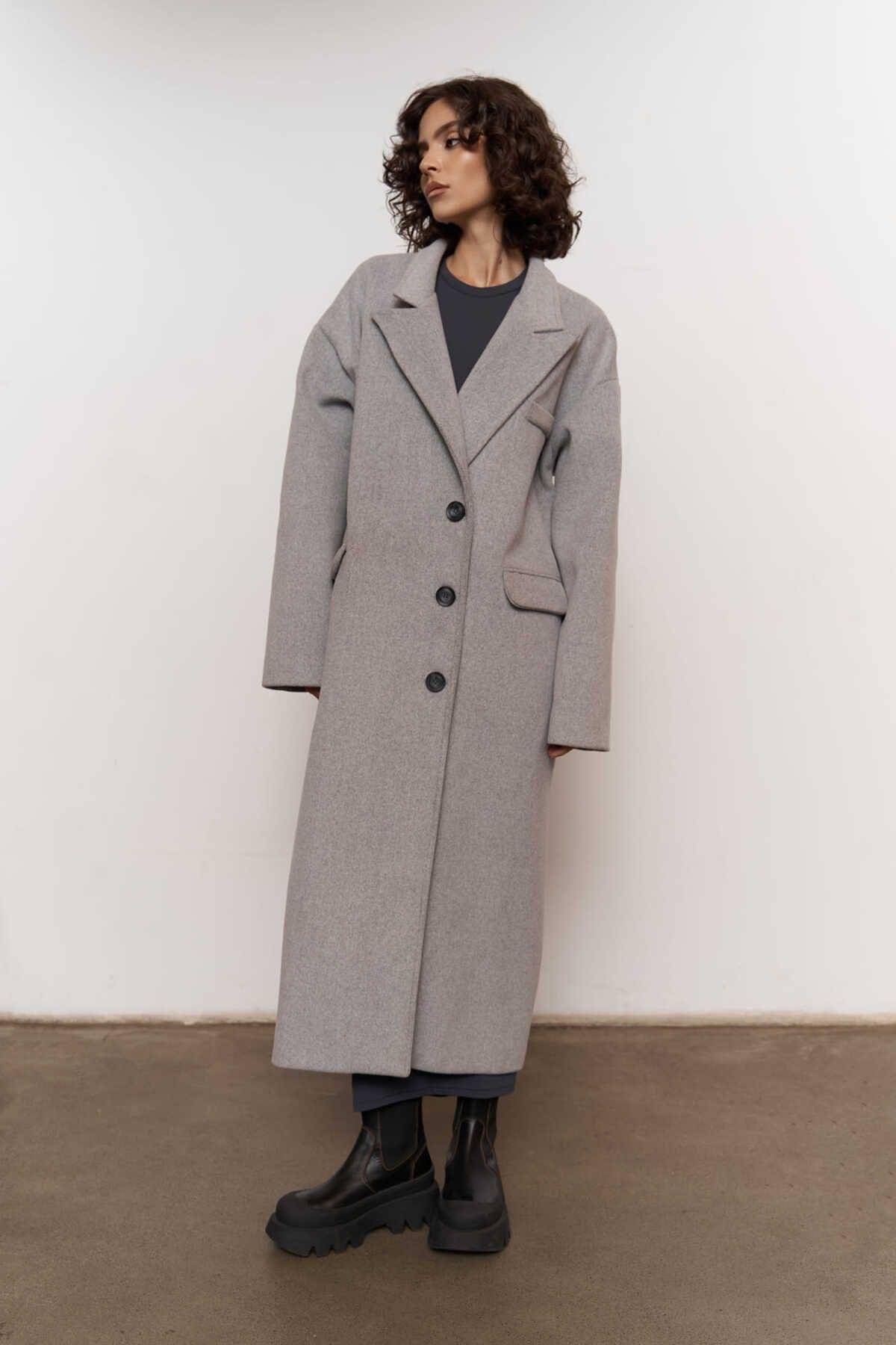 Mai Collection Lowen Dark Gray Oversize Coat
