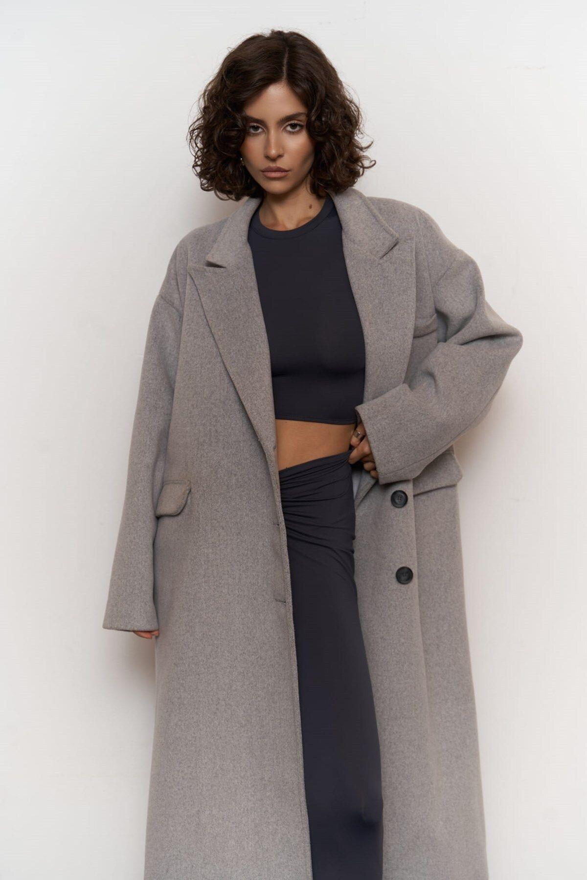 Mai Collection Lowen Dark Gray Oversize Coat