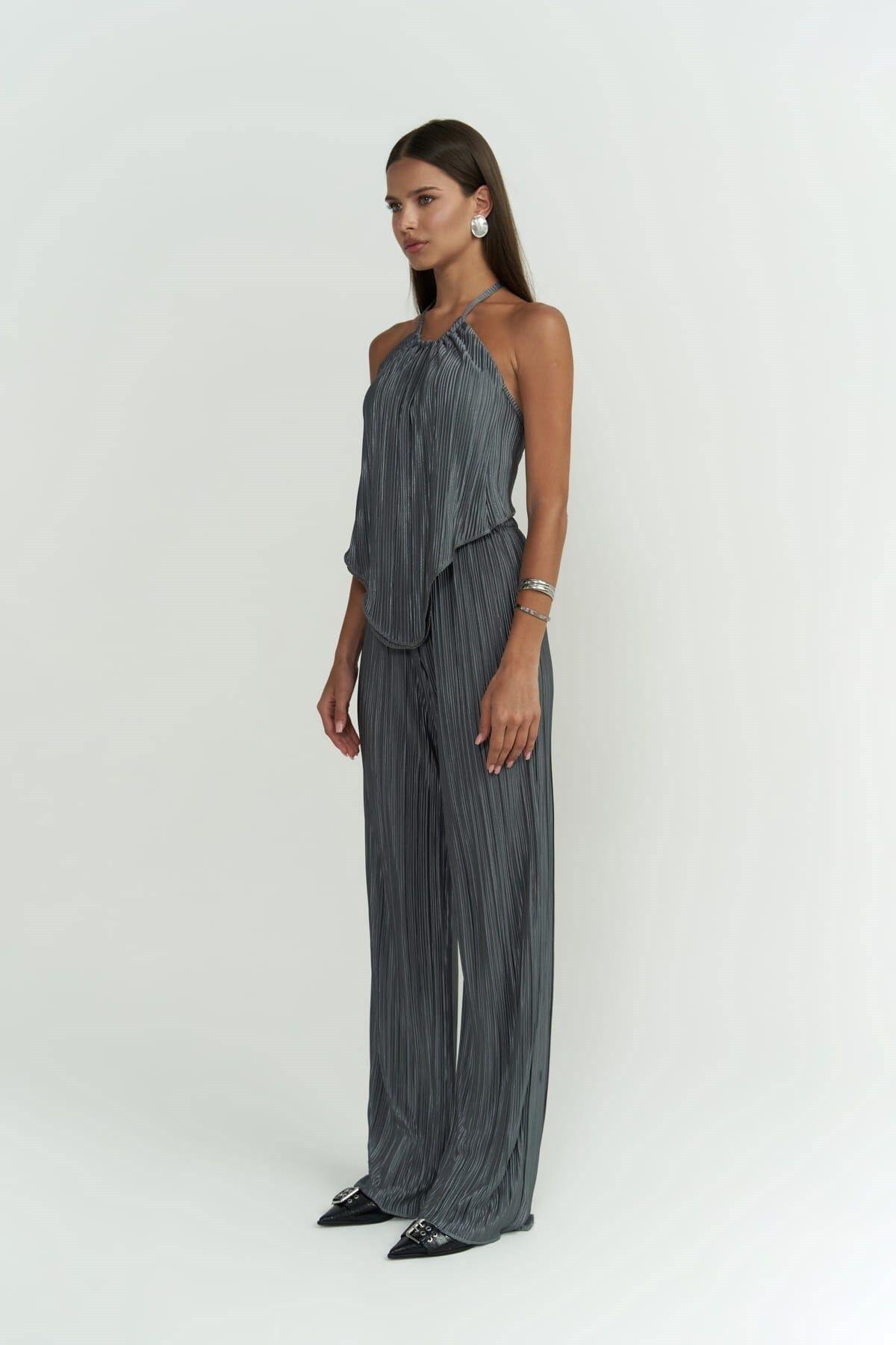 Lucia Anthracite Blouse & Trousers Set