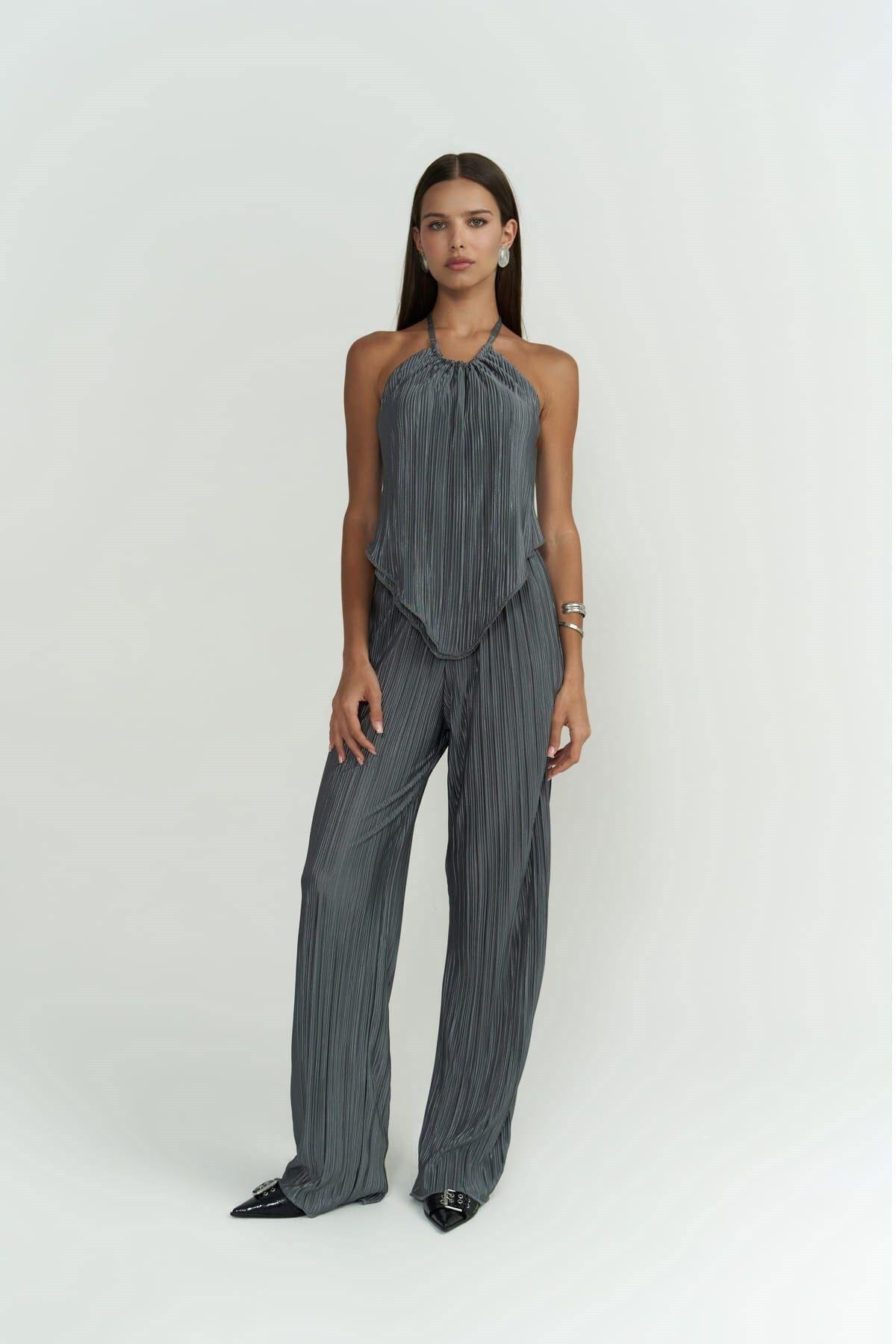 Lucia Anthracite Blouse & Trousers Set