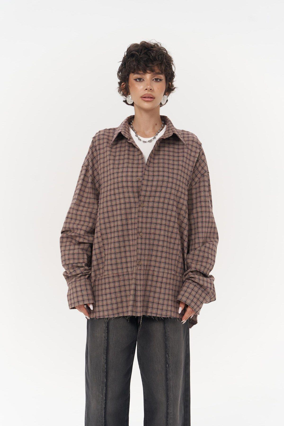 Roan Brown Oversize Unisex Shirt