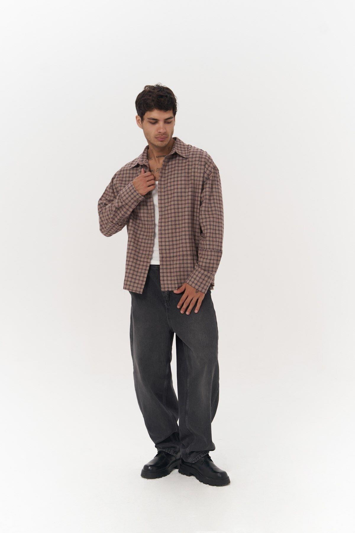 Roan Unisex Oversize Brown Shirt