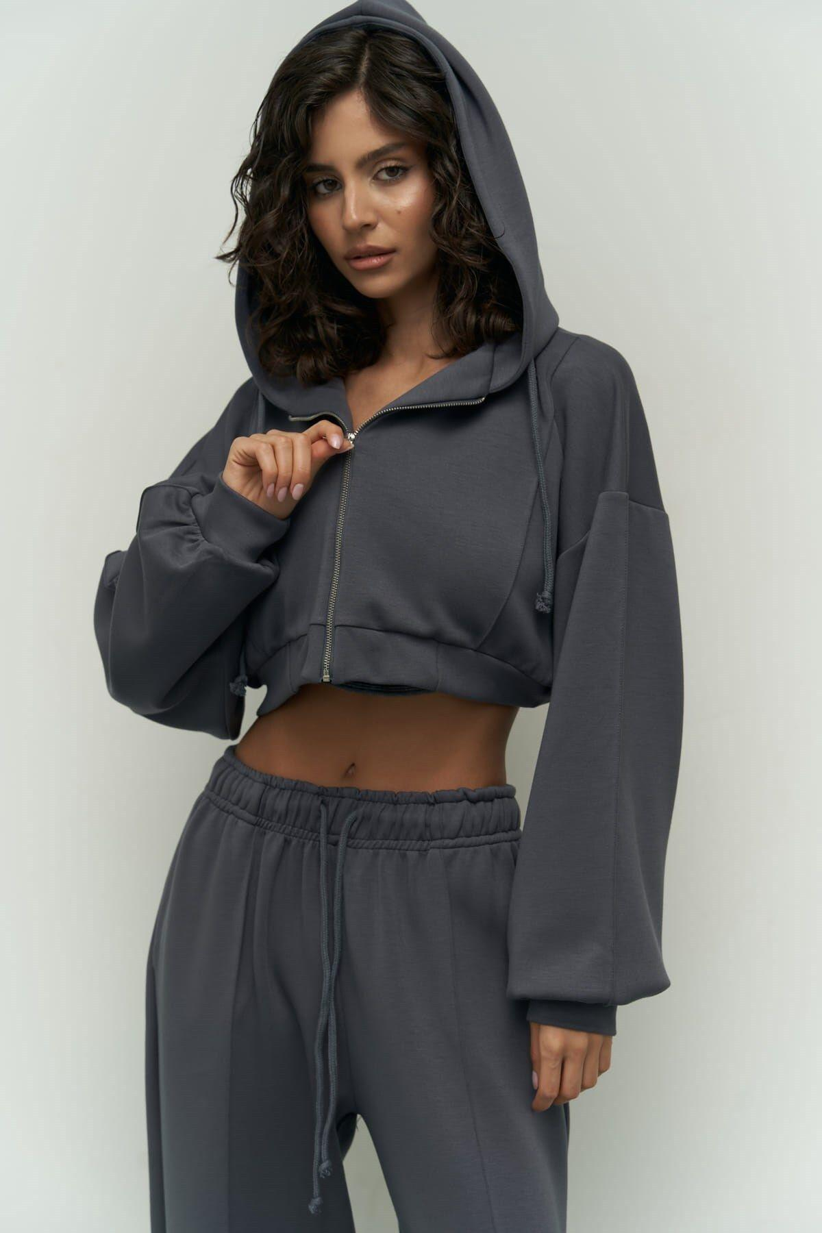 Moon Kapüşonlu Antrasit Eşofman Takım