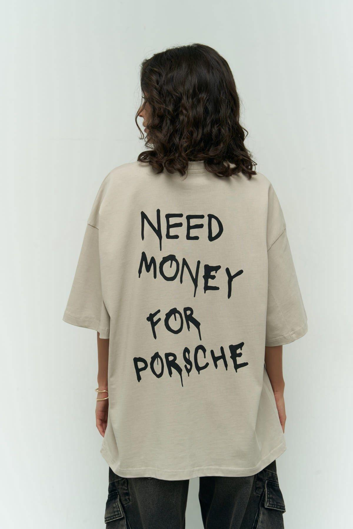 Need Money Beige Oversize T-Shirt