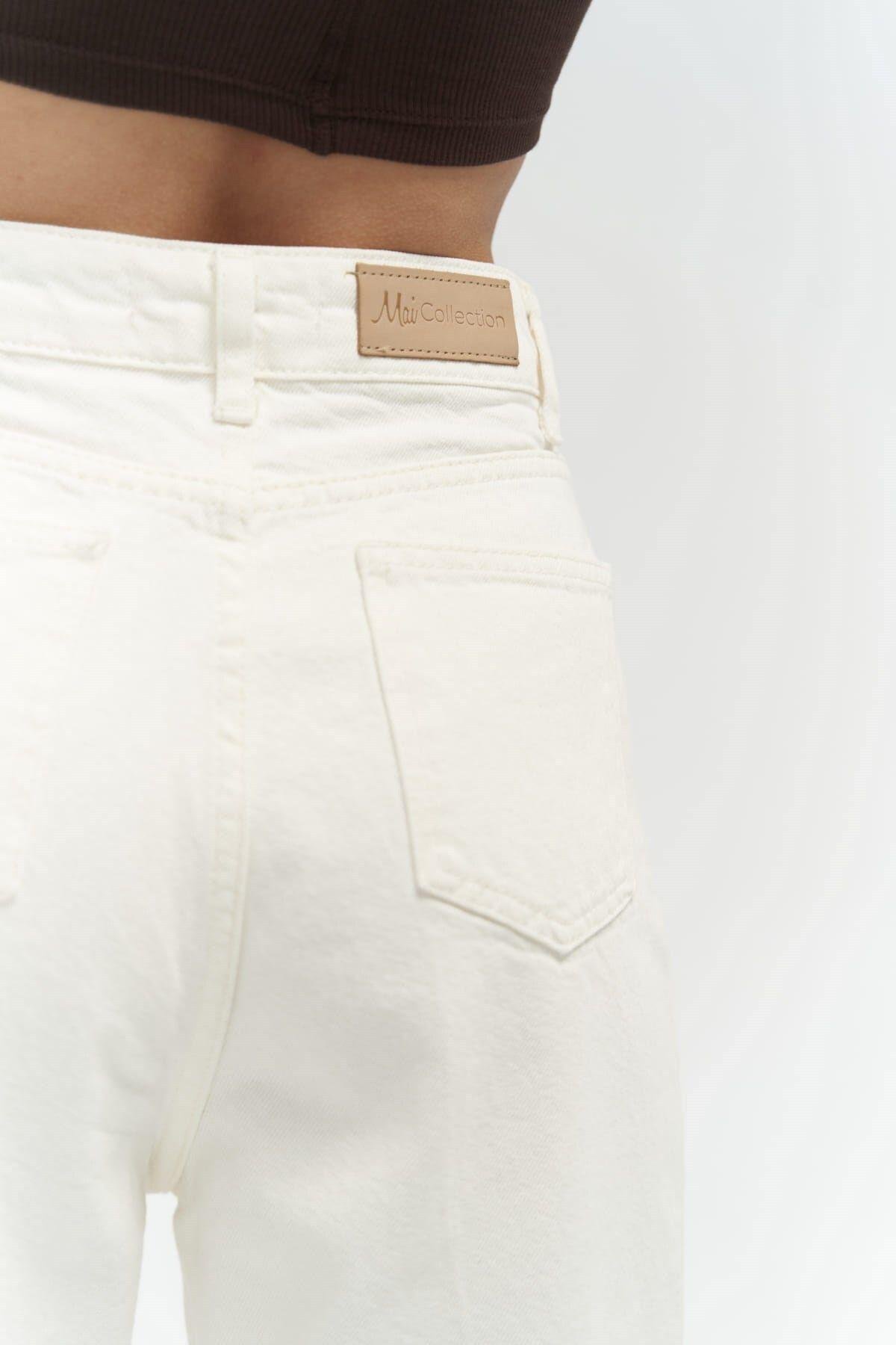 North Ecru Ripped Jeans