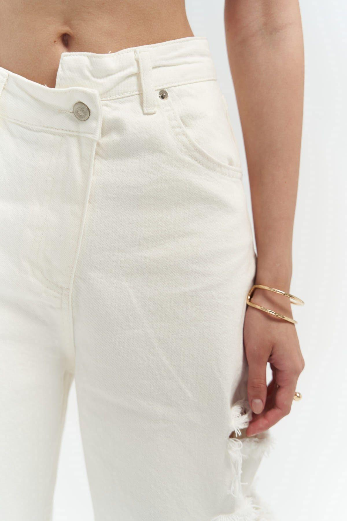 North Ecru Ripped Jeans