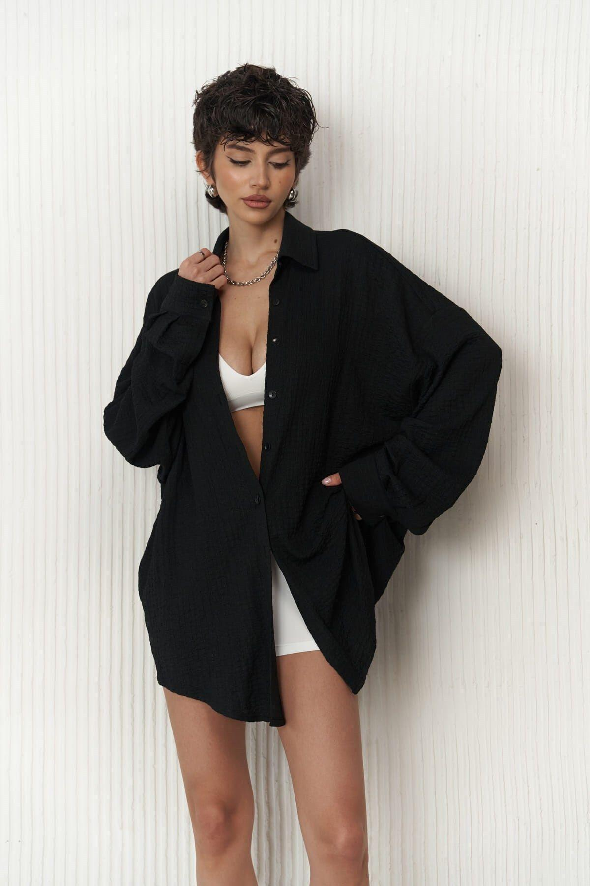 Ocean Black Oversize Shirt