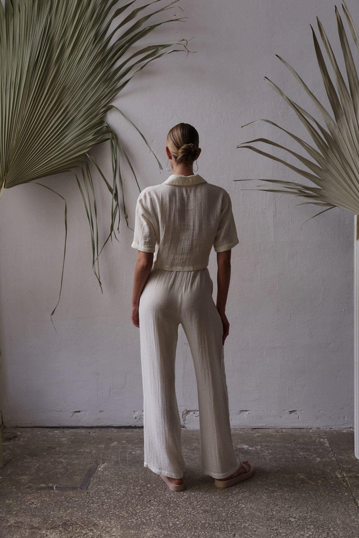 Bohemai Olympos White Muslin Set with Rope Belt