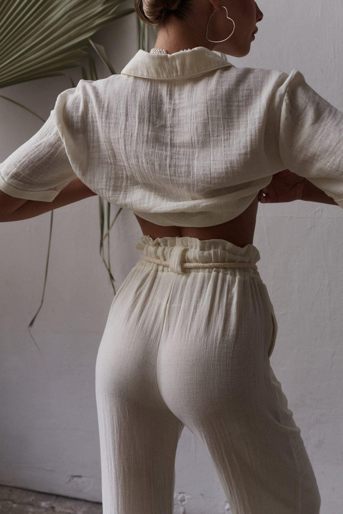 Bohemai Olympos White Muslin Set with Rope Belt