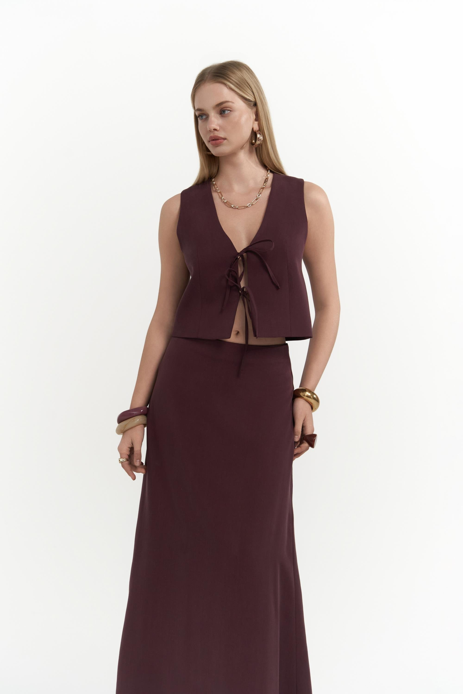 Orsha Bordo Yelek Etek Takım