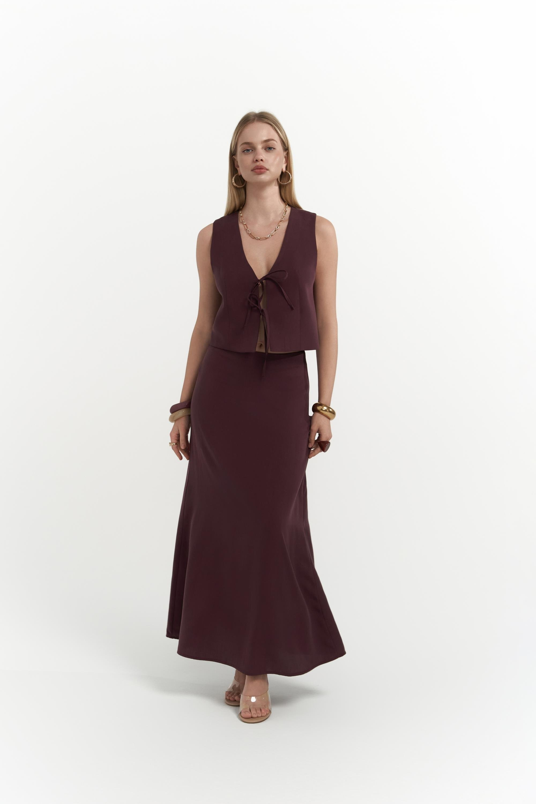 Orsha Bordo Yelek Etek Takım