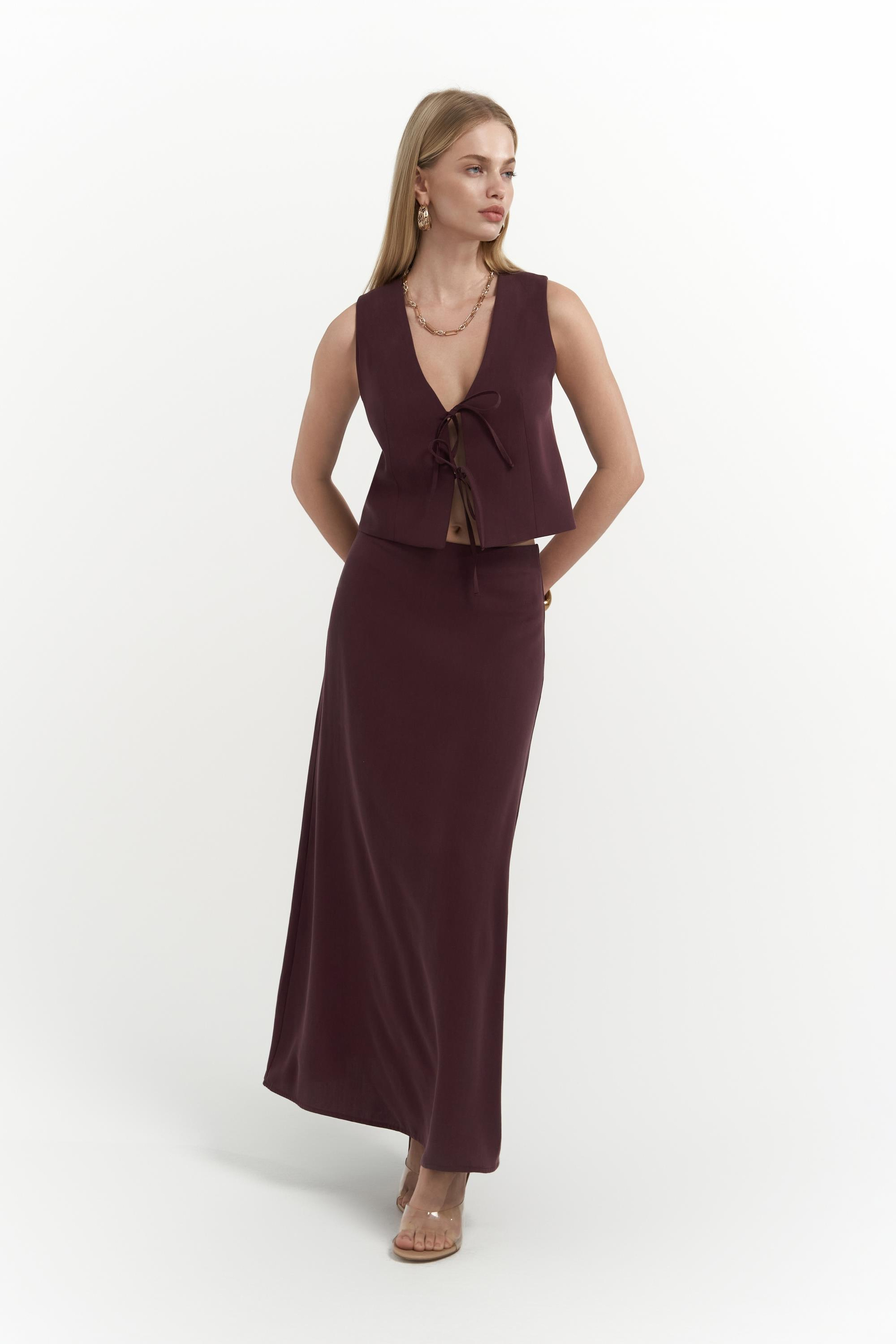 Orsha Bordo Yelek Etek Takım