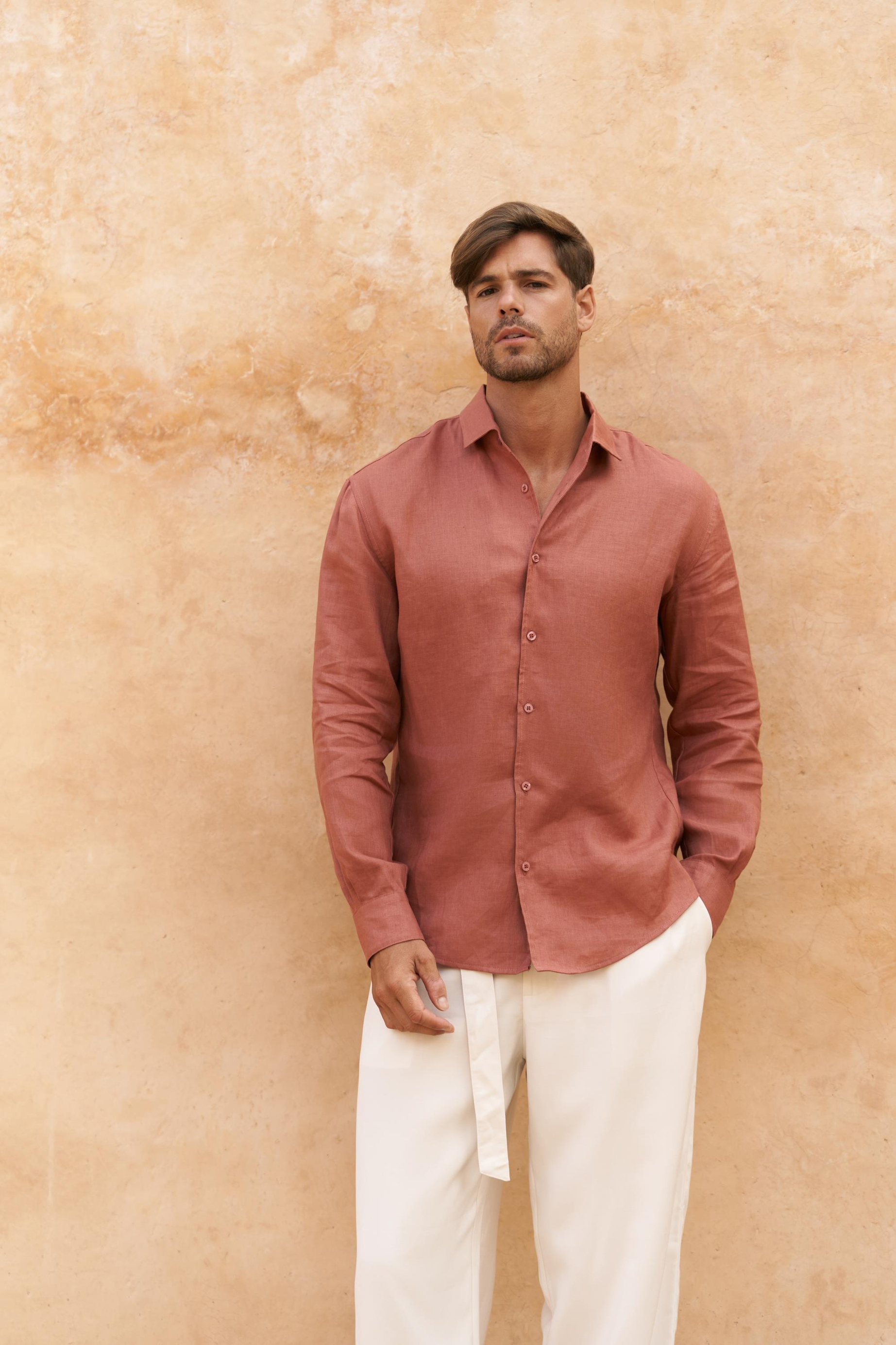 Ottavia Tarçın Keten Oversize Erkek Gömlek