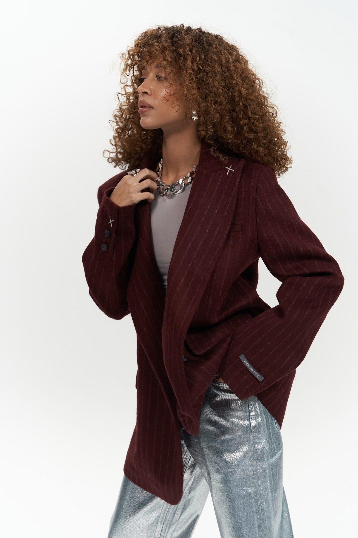 Peters Striped Blazer with Stitch Details