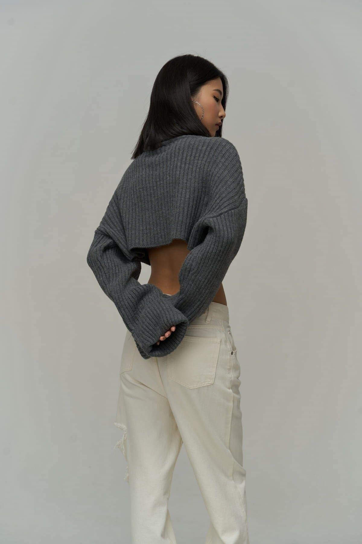 Revue Boğazlı Antrasit Crop Kazak