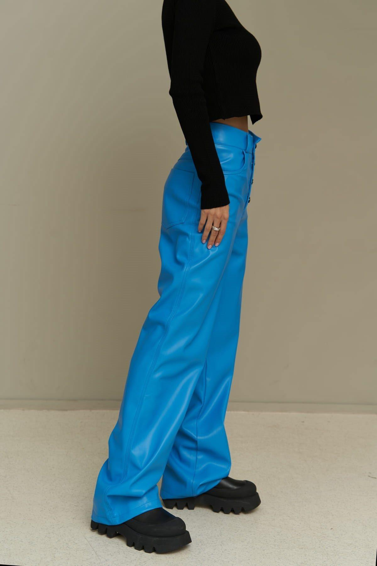 Scott Blue Leather Trousers