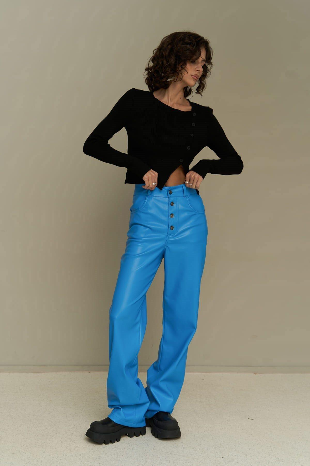 Scott Blue Leather Trousers