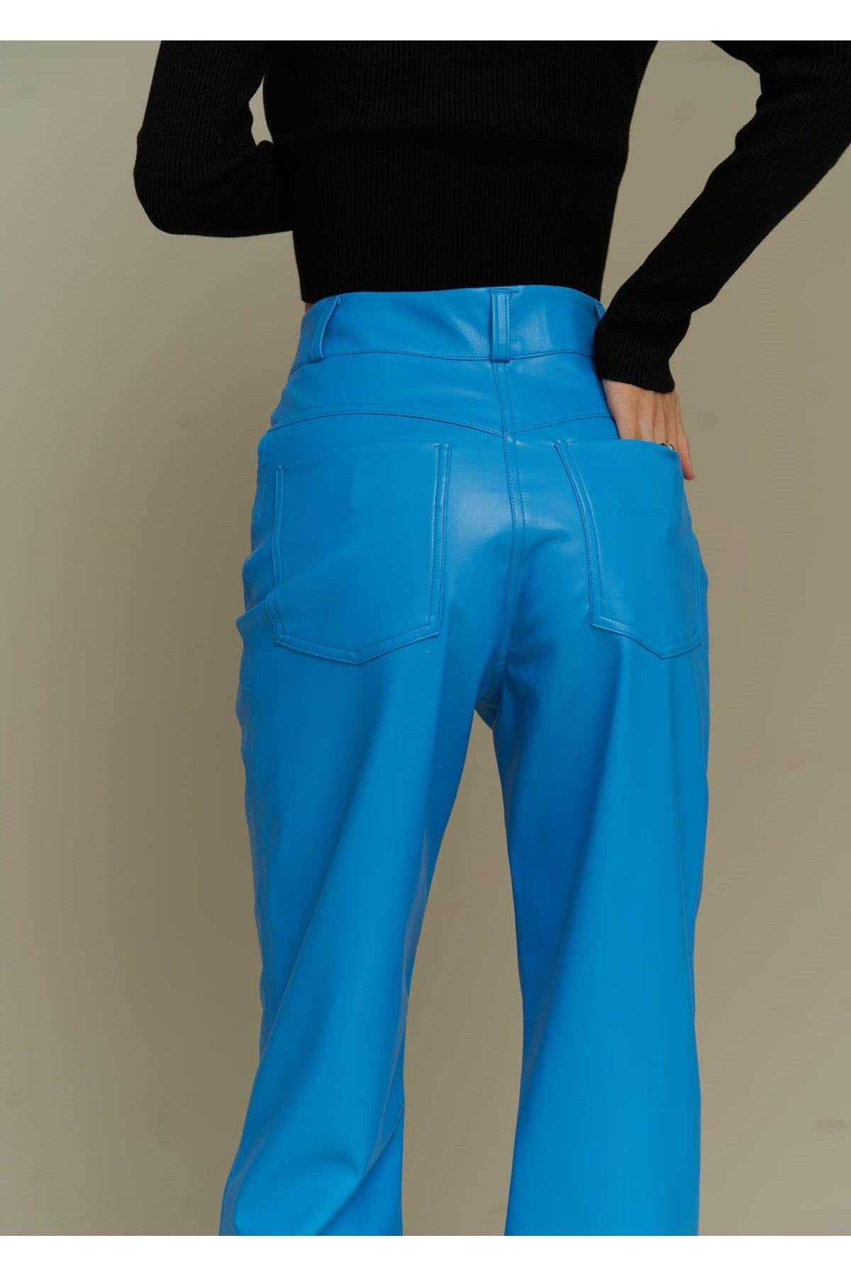 Scott Blue Leather Trousers