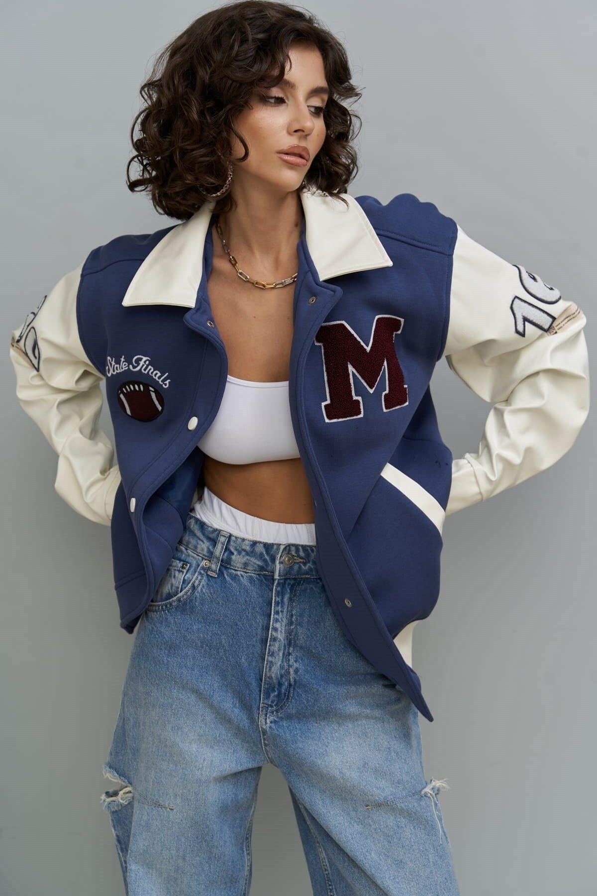 State Indıgo Varsity Jacket