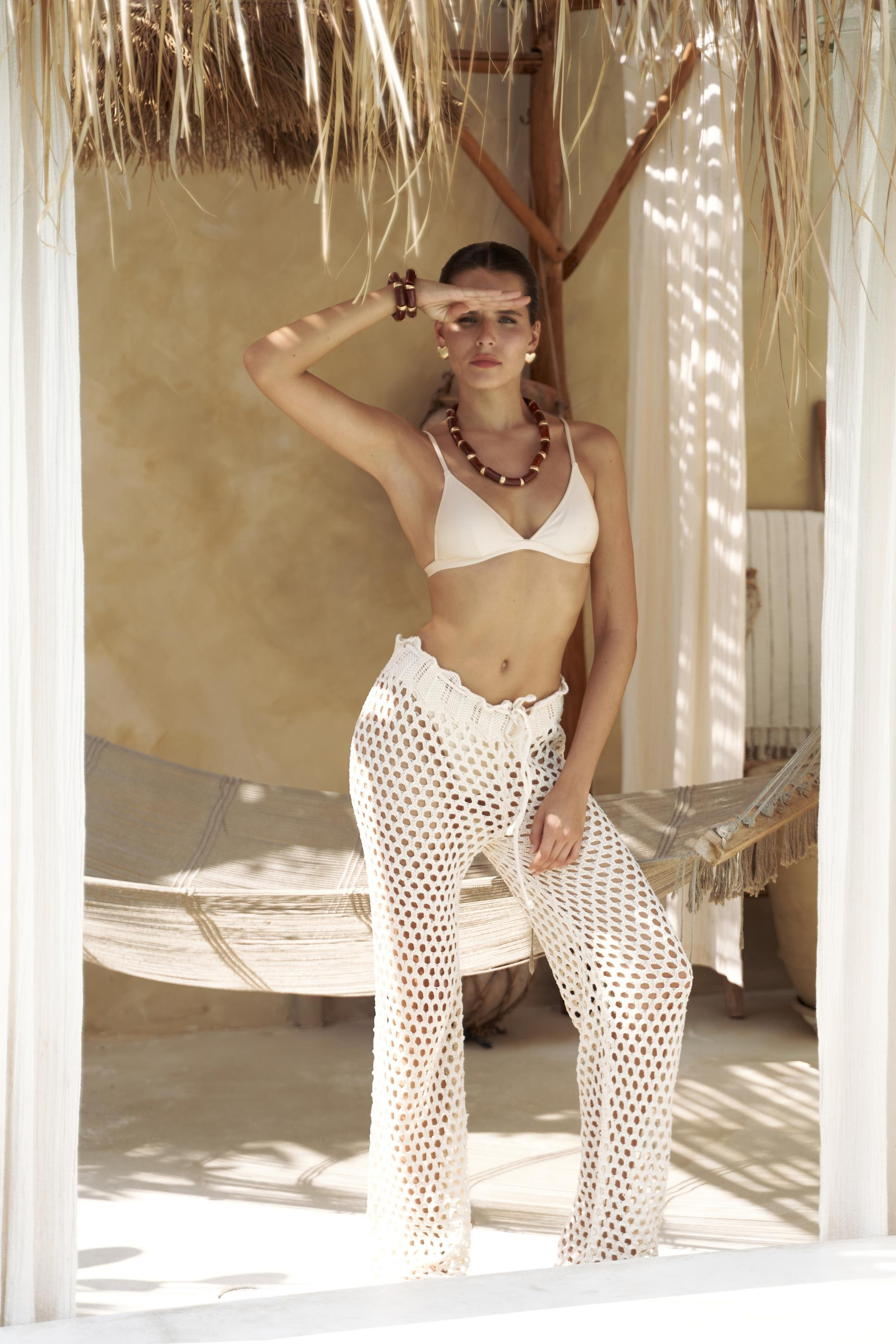 Bohemai Texas Beige Ajur Trousers with Drawstring