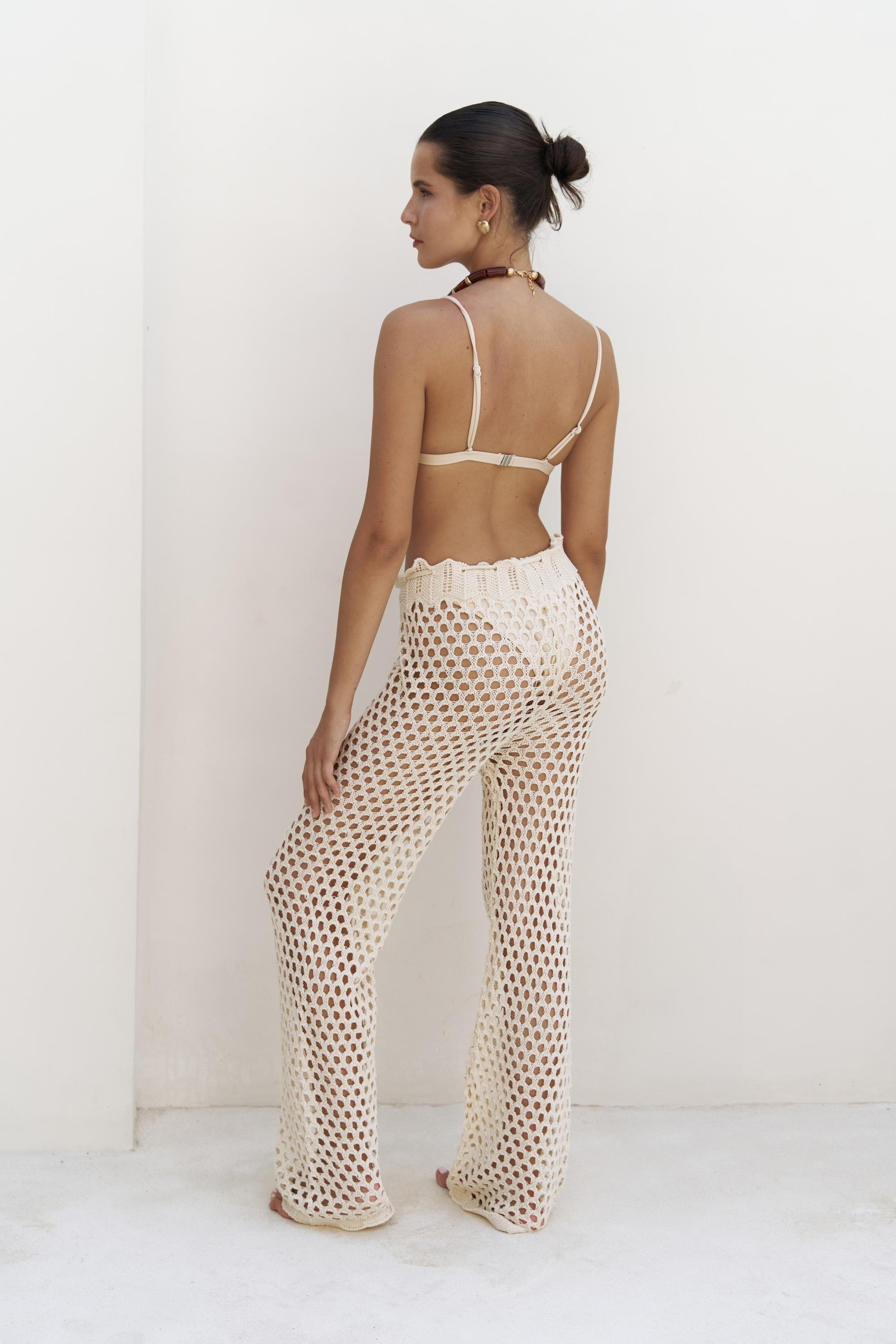 Bohemai Texas Beige Ajur Trousers with Drawstring