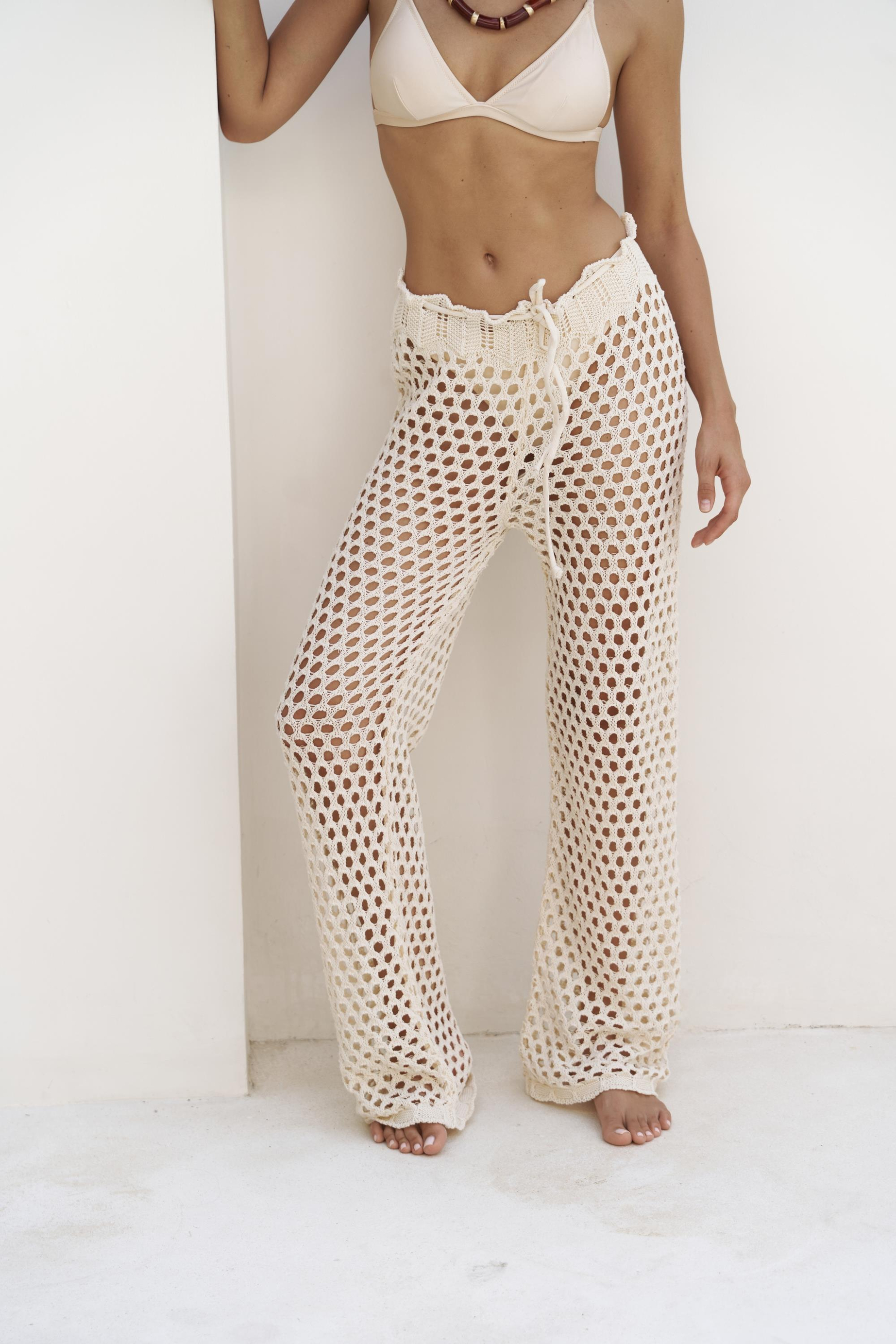 Bohemai Texas Beige Ajur Trousers with Drawstring