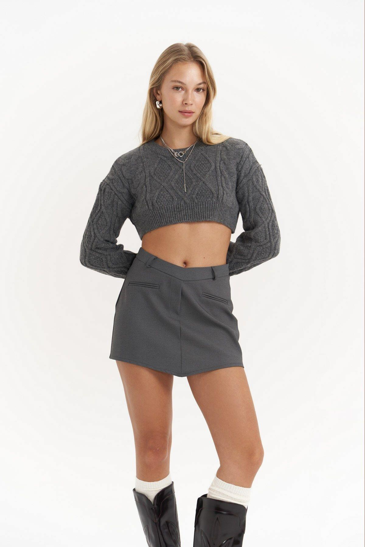 Triana Dark Gray Mini Skirt