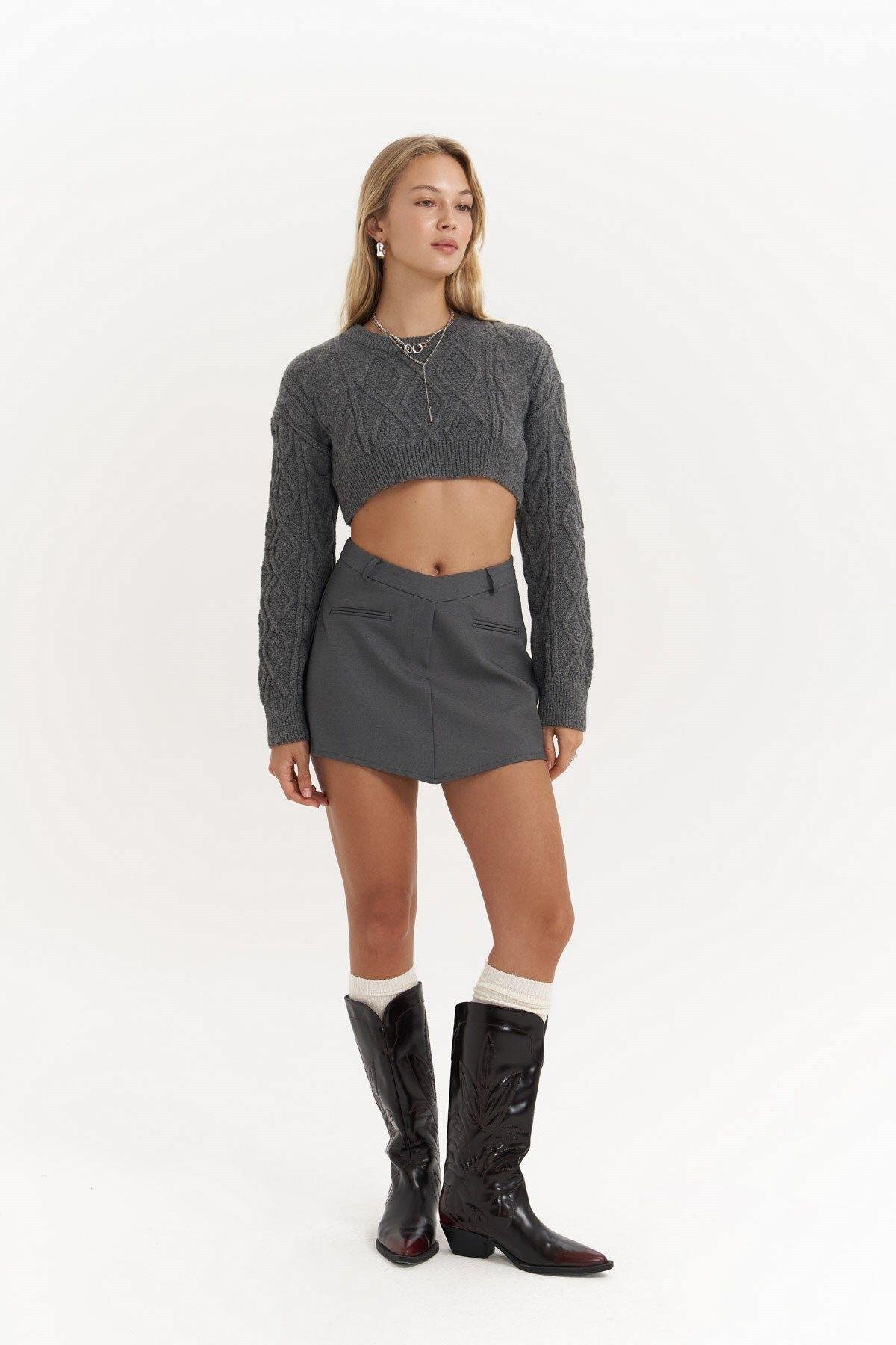 Triana Dark Gray Mini Skirt