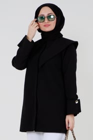 قميص بياقة كبيرة - أسود