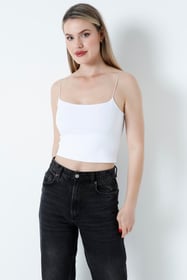 Kısa Crop Atlet Beyaz