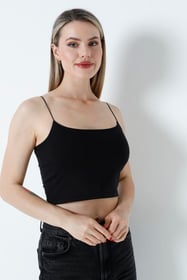 Kısa Crop Atlet Siyah