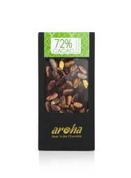 Aroha %72 Bitter Çikolata Antep Fıstıklı 100 Gr görseli.