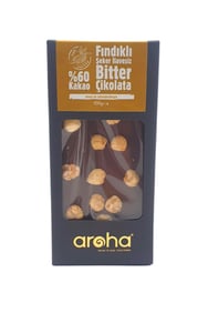 Aroha Stevialı %60 Bitter Çikolata Fındıklı 100 Gr görseli.