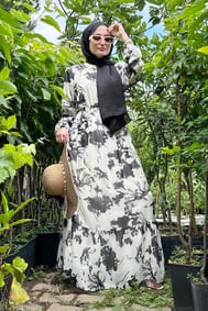 eda şifon elbise-Siyah