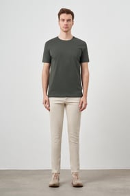 Morven Erkek Haki Basic Bisiklet Yaka Dynamic Fit T-Shirt