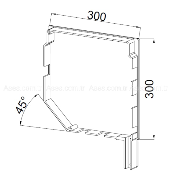 300mm Galvaniz Yan Kapak 45° (Beyaz Takım) Kepenk Yan Bayrağı