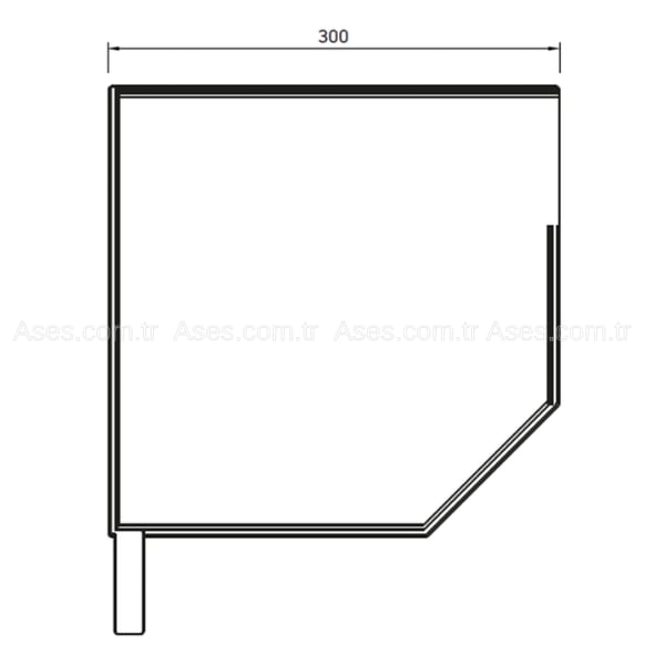 300mm Galvaniz Yan Kapak 45° (Beyaz Takım) Kepenk Yan Bayrağı