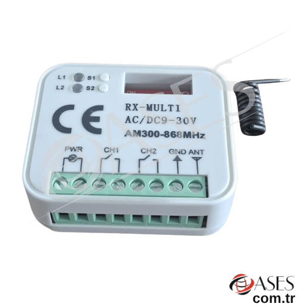 Evrensel RX Çoklu Frekans Alıcı – 300–868 MHz 2 Kanal 12/24V Röle Modülü