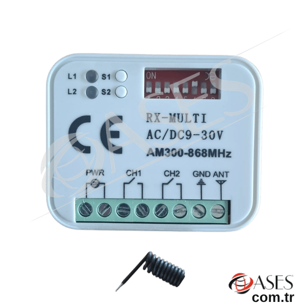 Evrensel RX Çoklu Frekans Alıcı – 300–868 MHz 2 Kanal 12/24V Röle Modülü